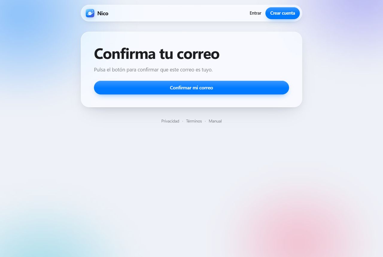 Pantalla Confirma tu correo