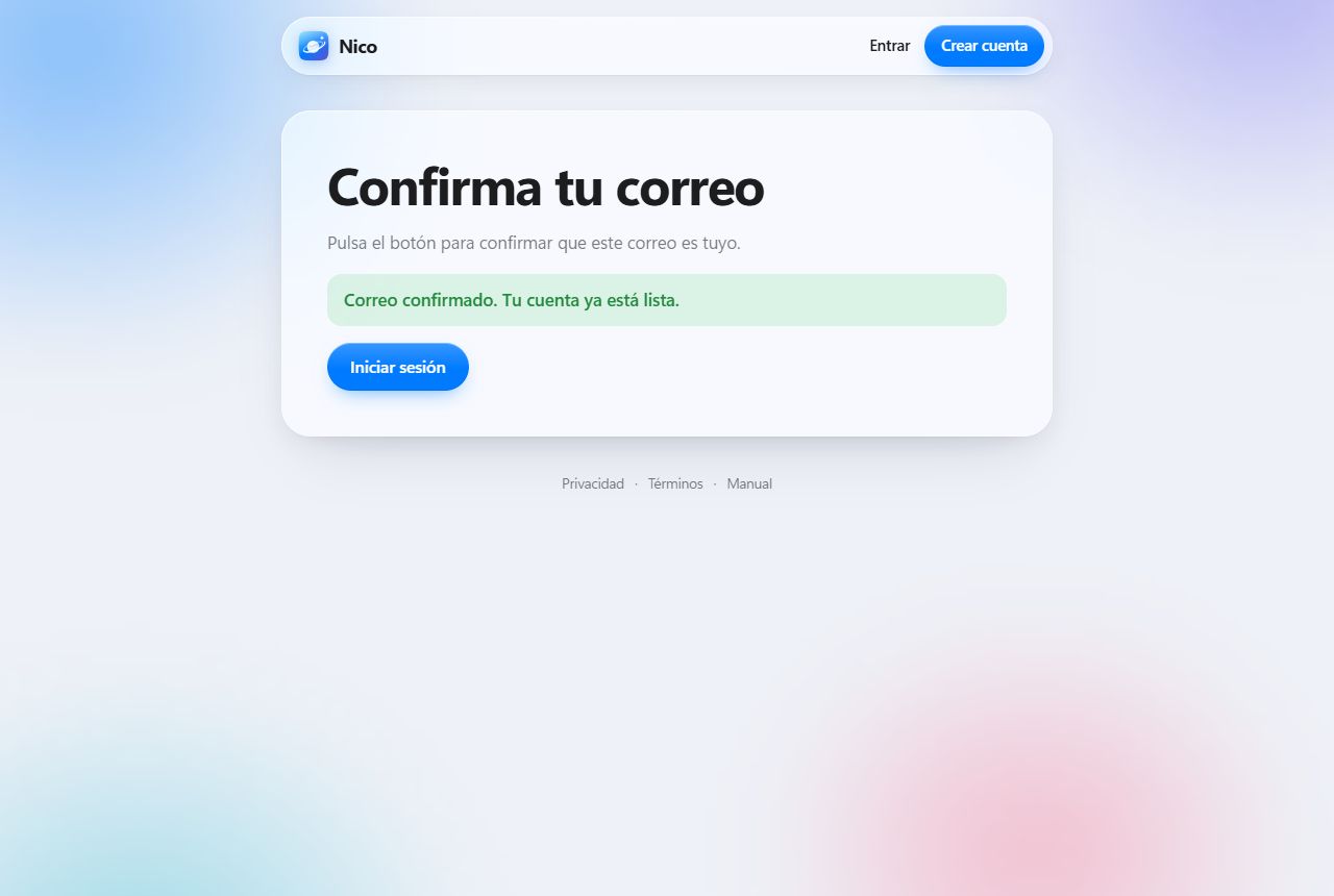 Correo confirmado, tu cuenta ya está lista