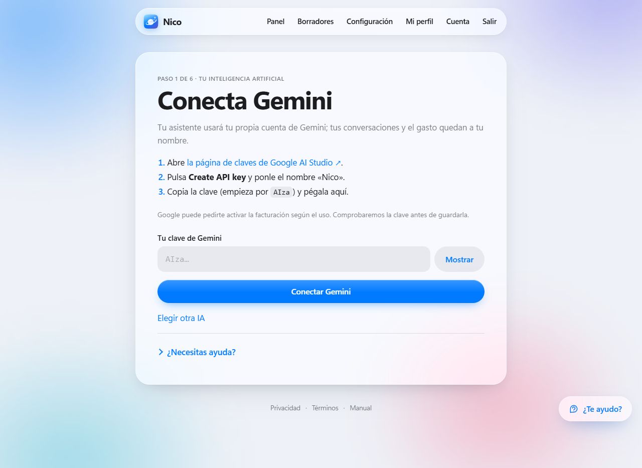 Conecta Gemini: pasos y campo para la clave