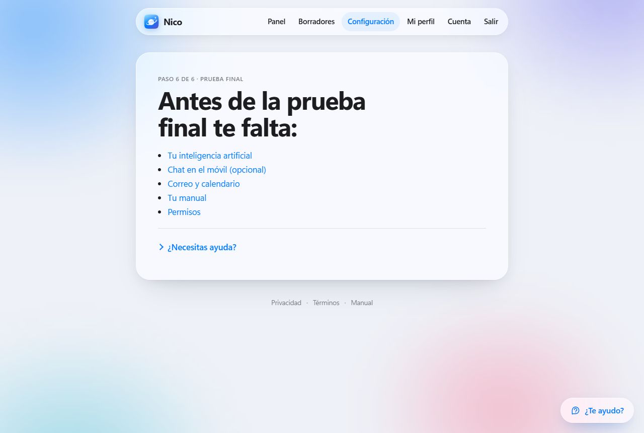 Antes de la prueba final te falta, con enlaces a los pasos pendientes