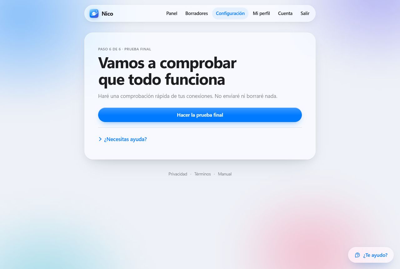 Vamos a comprobar que todo funciona, con el botón Hacer la prueba final